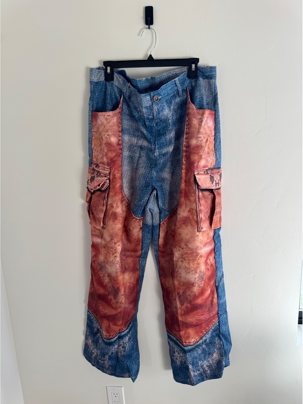 Boutique Western Denim Print Cargo Pants β Size 3XL